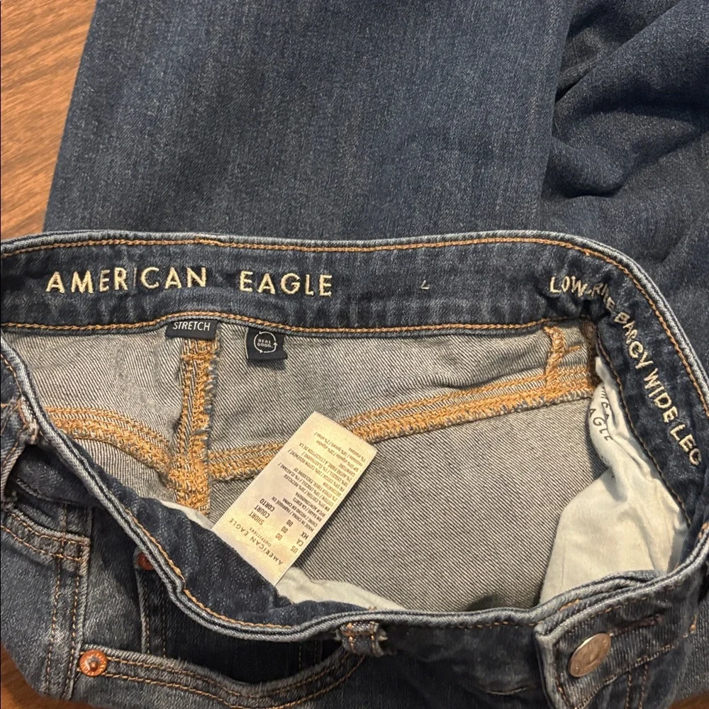 American Eagle AEO Size 00 Short Low Rise Baggy Wide Leg Denim Jeans